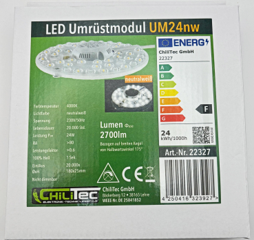 ChiliTec LED Modul "UM24nw" Ø180mm 25W 4000K 2700Lm Magnethalter 22327 für Leuchten Umrüstung