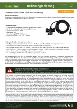 3-fach Gartensteckdose mit Deckel 5m Kabel IP44 Schutzkontaktsteckdosen für den Außenbereich 22351