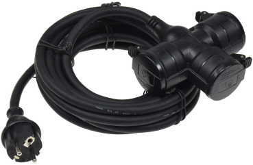 3-fach Gartensteckdose mit Deckel 5m Kabel IP44 Schutzkontaktsteckdosen für den Außenbereich 22351