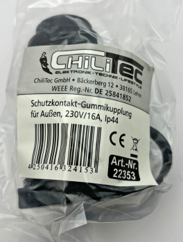 ChiliTec Gummikupplung Schutzkontakt IP44 Außen Schutzkappe 22353