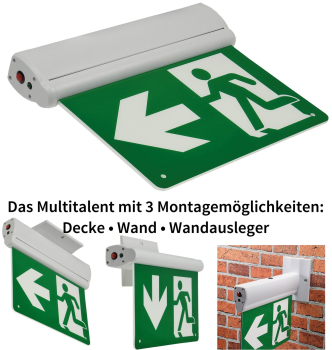 ChiliTec LED Fluchtwegleuchte "NL-8 Multi" Erkennungsweite 25m, Decke+Wandmontage 22357