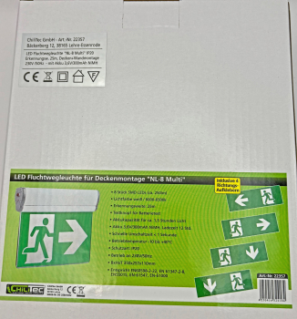 ChiliTec LED Fluchtwegleuchte "NL-8 Multi" Erkennungsweite 25m, Decke+Wandmontage 22357