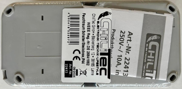 Preview: Feuchtraum Kombi Steckdose + Schalter IP44 grau vertikal ChiliTec 22413