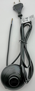 Preview: ChiliTec Netzkabel mit Fußschalter blanke Enden 2m schwarz 22520