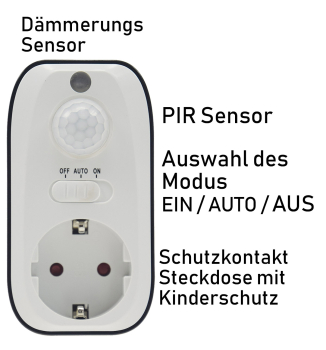 Zwischenstecker mit Bewegungsmelder 1200W, LED geeignet, 22684