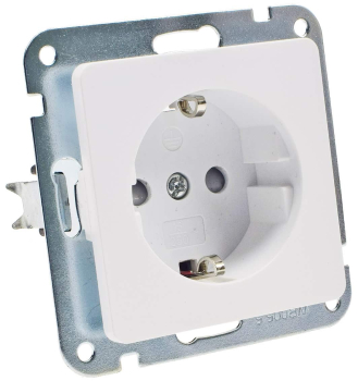 MILOS Steckdose Matt Weiß mit erhöhtem Berührungsschutz, Modul Klemm 22771