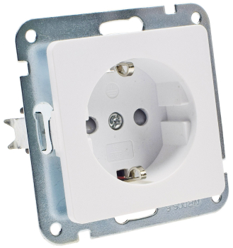 MILOS Steckdose Matt Weiß mit erhöhtem Berührungsschutz, Modul Klemm 22771