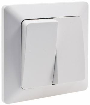 MILOS Serienschalter 2-fach Matt Weiß mit Rahmen 22774