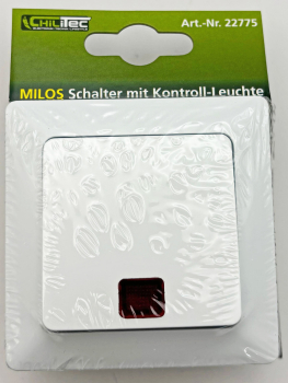 ChiliTec MILOS Kontroll-Schalter mit Lämpchen weiss matt, incl. Rahmen, Schraubanschluss, 22775