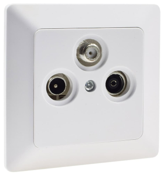 MILOS Antennendose TV+Radio+Sat in Matt Weiß mit Rahmen