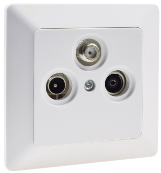 MILOS Antennendose TV+Radio+Sat Matt Weiß incl. Rahmen 22783