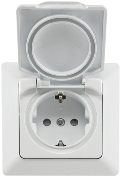 MILOS Steckdose Matt Weiß mit Einstecksicherung, IP44 und Deckel 22785