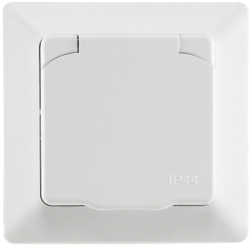 Preview: MILOS Steckdose Matt Weiß mit Einstecksicherung, IP44 und Deckel 22785