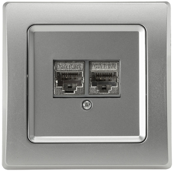 DELPHI Netzwerk-Dose 2x CAT6 inkl. Rahmen UP silber 22791