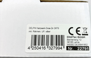 DELPHI Netzwerk-Dose 2x CAT6 inkl. Rahmen UP silber 22791