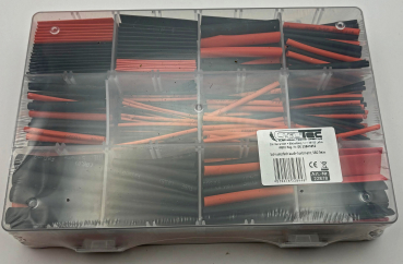 Schrumpfschlauch-Sortiment, 560-teilig in Plastikbox, schwarz + rot, Ratio 2:1, Isolierung 22878