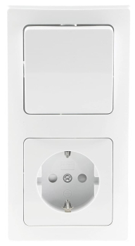 DELPHI Set Steckdose + Schalter + 2-fach Rahmen UP weiß Klemmanschluss 22928