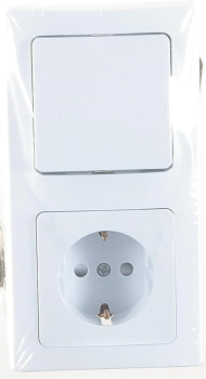 DELPHI Set Steckdose + Schalter + 2-fach Rahmen UP weiß Klemmanschluss 22928