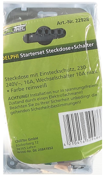 DELPHI Set Steckdose + Schalter + 2-fach Rahmen UP weiß Klemmanschluss 22928