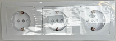 Preview: DELPHI Set 3 Steckdosen + 3-fach Rahmen UP weiß Klemmanschluss 22929