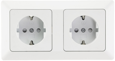 MILOS Set 2 Steckdosen + 2-fach Rahmen Matt Weiß mit erhöhtem Berührungsschutz, Klemm 22930