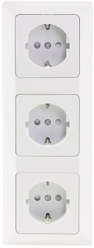 Preview: MILOS Set 3 Steckdosen + 3-fach Rahmen Matt Weiß mit erhöhtem Berührungsschutz, Klemm 22932