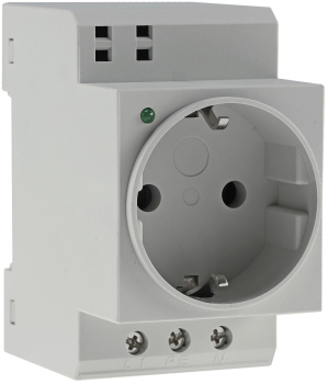 Steckdose für Hutschiene mit LED, Schutzkontakt, 230V, 16A, VDE 22969
