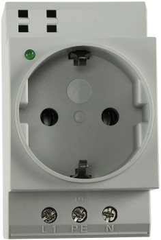 Preview: Steckdose für Hutschiene mit LED, Schutzkontakt, 230V, 16A, VDE 22969