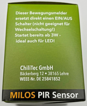 MILOS Bewegungsmelder 2-Draht weiß matt LED geeignet 160° UP 22988
