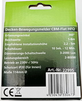 Bewegungsmelder Aufputz HF "CBM-HFQ" 360° IP20 3-Draht weiß 22995