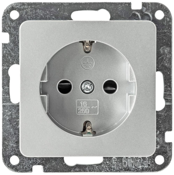 DELPHI Steckdose mit Einstecksicherung und silber, ohne Rahmen