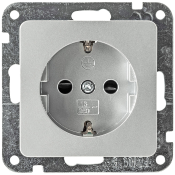 DELPHI Steckdose mit Einstecksicherung und silber, ohne Rahmen