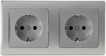DELPHI Set 2 Steckdosen + 2-fach Rahmen 250V/16A, Steckanschluss 23065
