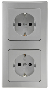 Preview: DELPHI Set 2 Steckdosen + 2-fach Rahmen 250V/16A, Steckanschluss 23065