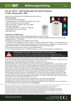 LED Akku-Tischleuchte mit Touch-Funktion H113mm, Warmweiß + RGB Magnethalter ChilITec 23111