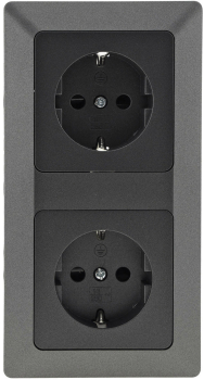 MILOS Set 2 Steckdosen + 2-fach Rahmen Anthrazit Klemmanschluss 23120