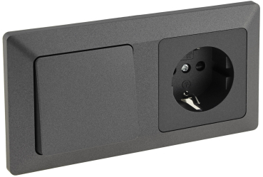 Preview: MILOS Set : Steckdose + Schalter + 2-fach Rahmen Anthrazit Klemmanschluss 23121