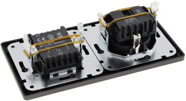 Preview: MILOS Set : Steckdose + Schalter + 2-fach Rahmen Anthrazit Klemmanschluss 23121