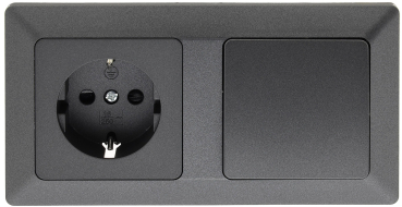 MILOS Set : Steckdose + Schalter + 2-fach Rahmen Anthrazit Klemmanschluss 23121