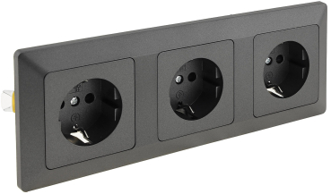 Preview: MILOS Set 3 Steckdosen + 3-fach Rahmen Anthrazit Klemmanschluss 23122