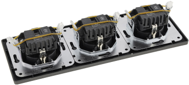 Preview: MILOS Set 3 Steckdosen + 3-fach Rahmen Anthrazit Klemmanschluss 23122