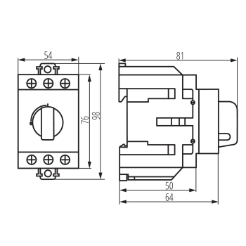 Lasttrennschalter 125A 3P - modularer Schienen-Trennschalter KMI-R 3 Module Ideal 23239