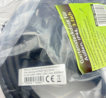 Gartensteckdose IP44 Außen - 3-fach Einzelsteckdosen mit Deckel und Erdspieß 23242