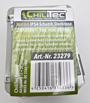 IP54 Feuchtraum Steckdose NUQUI Aufputz ChiliTec 23279