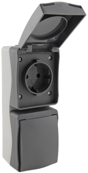 NUQUI Doppel-Steckdose IP54 Feuchtraum Aufputz vertikal ChiliTec 23284