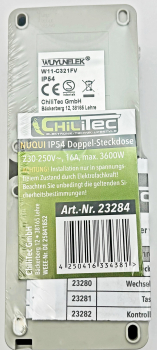 NUQUI Doppel-Steckdose IP54 Feuchtraum Aufputz vertikal ChiliTec 23284
