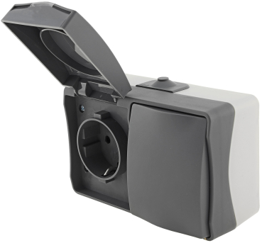 NUQUI Wechselschalter & Steckdose Feuchtraum IP54 Aufputz Horizontal ChiliTec 23285