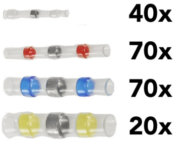 Preview: ChiliTec Lötverbinder Sortiment 200-teilig in Plastikbox mit transparentem Schrumpfschlauch 23334