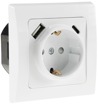 DELPHI Schutzkontakt-Steckdose weiß UP USB A + C / PD 23340