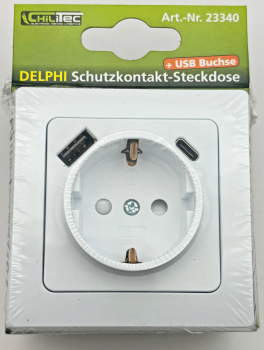 DELPHI Schutzkontakt-Steckdose weiß UP USB A + C / PD 23340